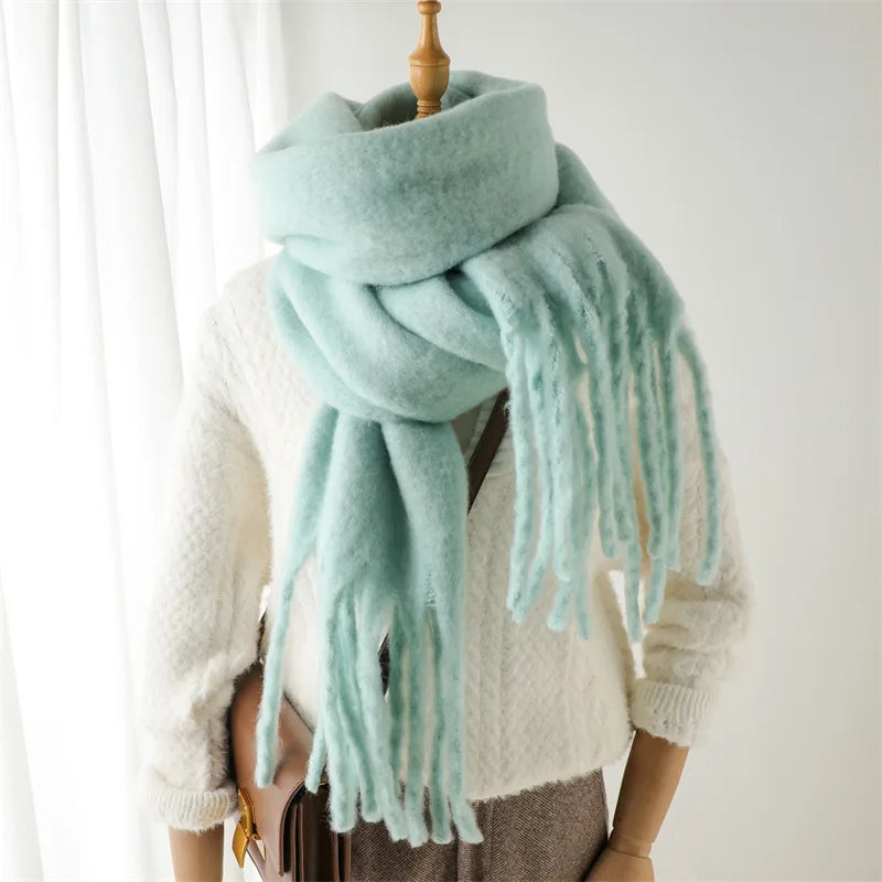 Unisex Luxury Winter Scarf - Thick Blanket Scarf with Long Fringe for Couples - Perfect for Winter