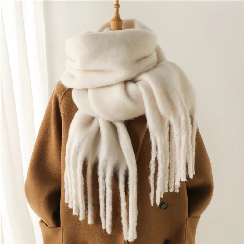 Unisex Luxury Winter Scarf - Thick Blanket Scarf with Long Fringe for Couples - Perfect for Winter