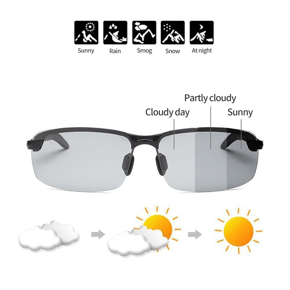 Unisex Photochromic Polarized Anti-Glare Sunglasses