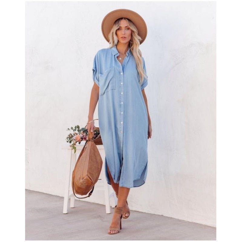Image of Valerie | Women's Button-Down Midi Shirt Dress
