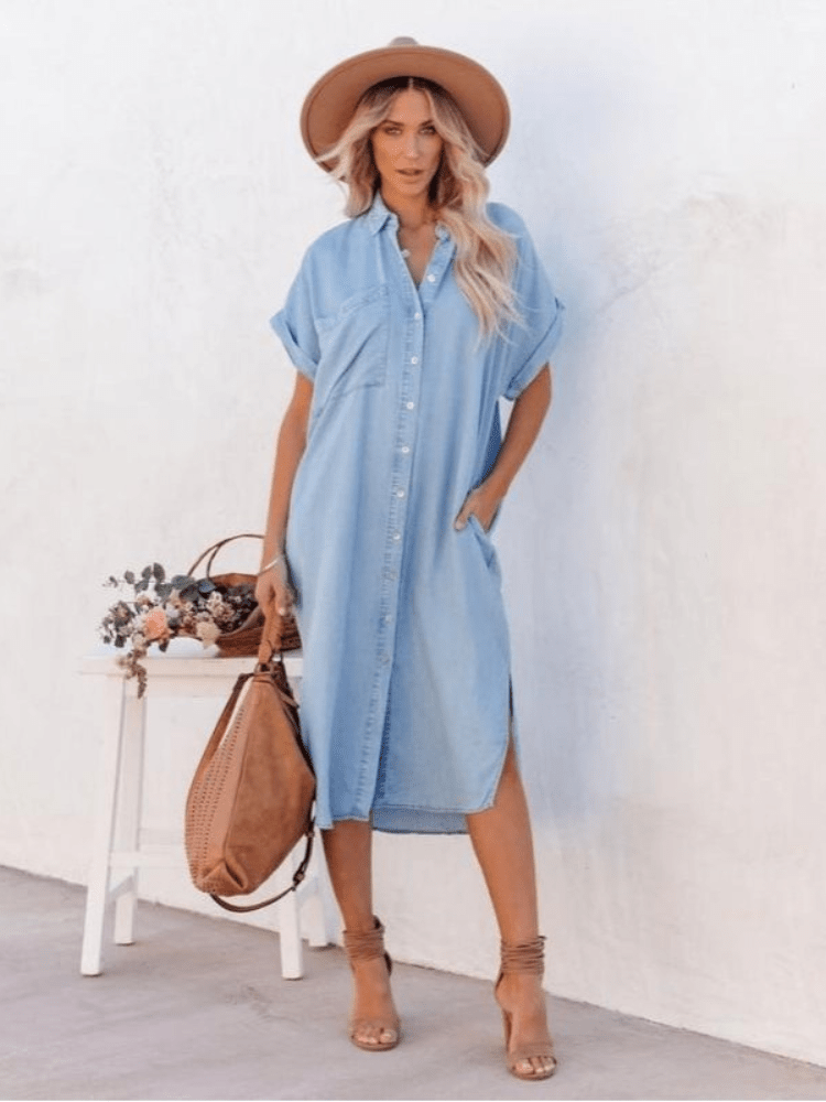 Image of Valerie | Women's Button-Down Midi Shirt Dress