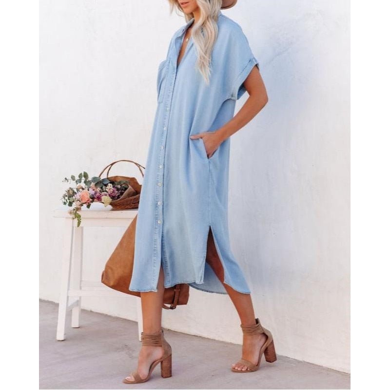Image of Valerie | Women's Button-Down Midi Shirt Dress