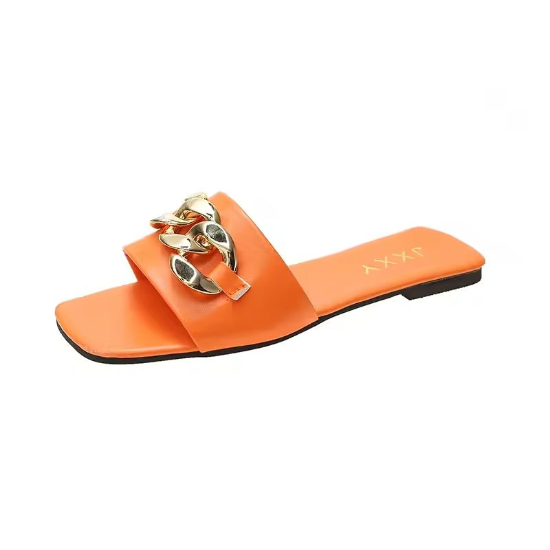 Image of Vanessa | Women's Open Toe Chain Detail Slides