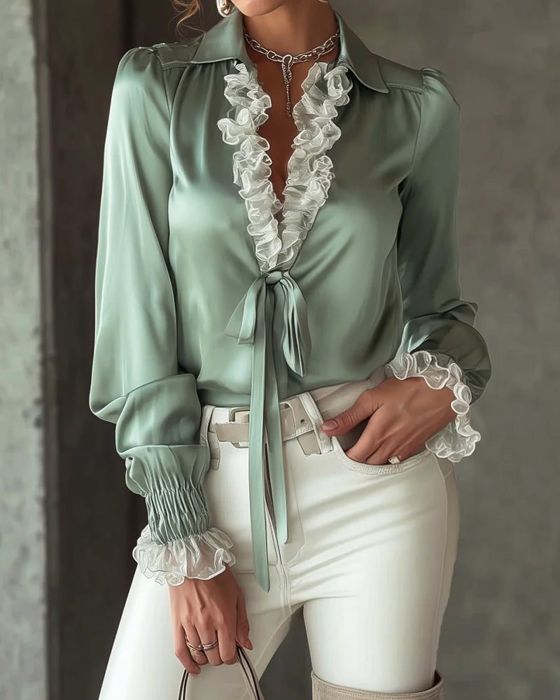 Image of Vicki | Women's Ruffle Long Sleeve Blouse