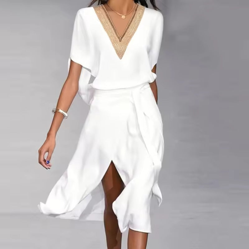 Image of Vicki | Women's V-Neck Wrap Midi Dress