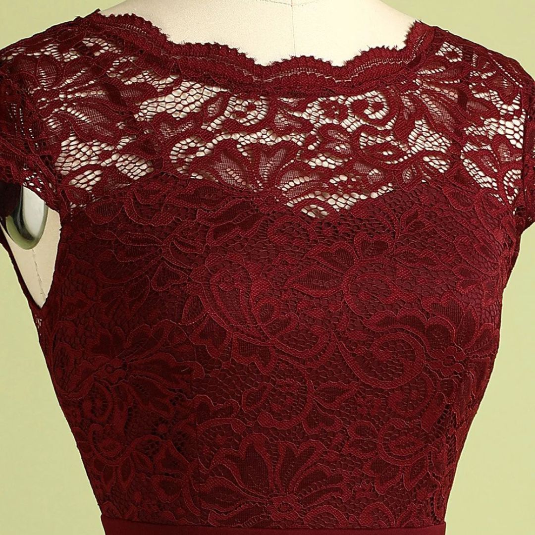 Vintage Burgundy Lace Dress