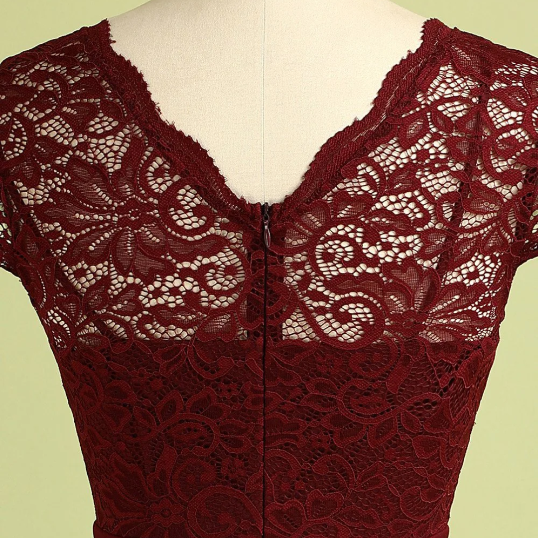 Vintage Burgundy Lace Dress