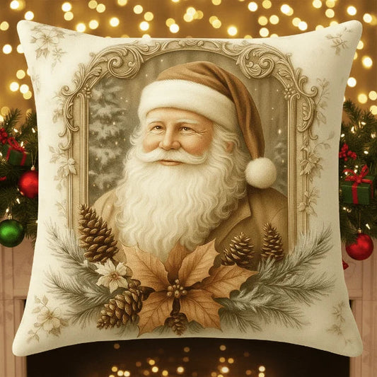 Vintage Christmas Decorative Pillow Cover with Concealed Zipper – Washable