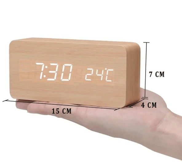 Voice-Controlled LED Wooden Clock - Modern Design