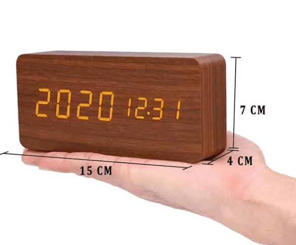 Voice-Controlled LED Wooden Clock - Modern Design