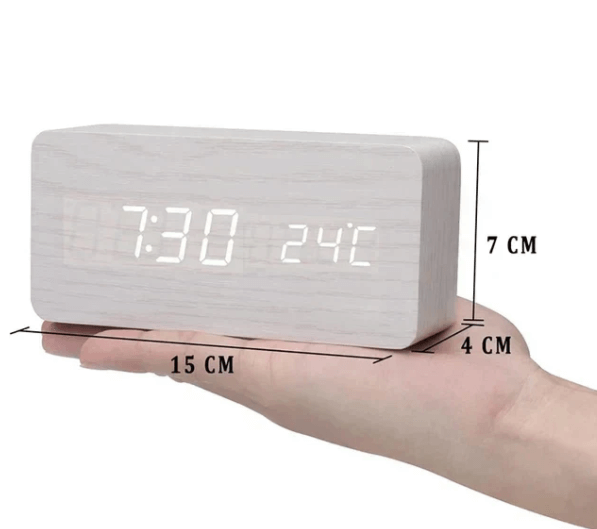 Voice-Controlled LED Wooden Clock - Modern Design
