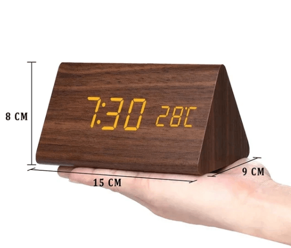 Voice-Controlled LED Wooden Clock - Modern Design
