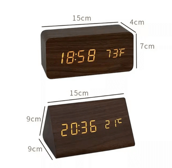 Voice-Controlled LED Wooden Clock - Modern Design