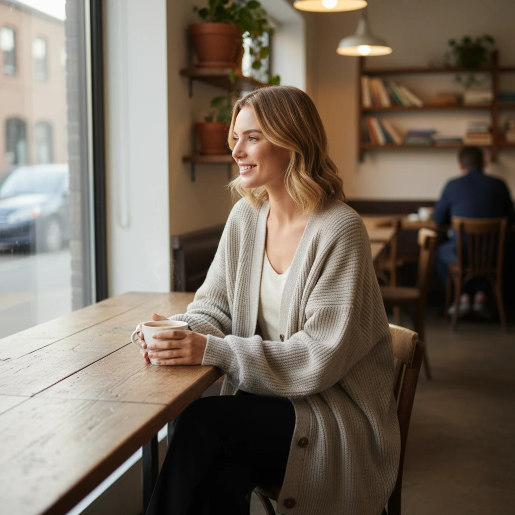 Oversized Ribbed Knit Cardigan for Women