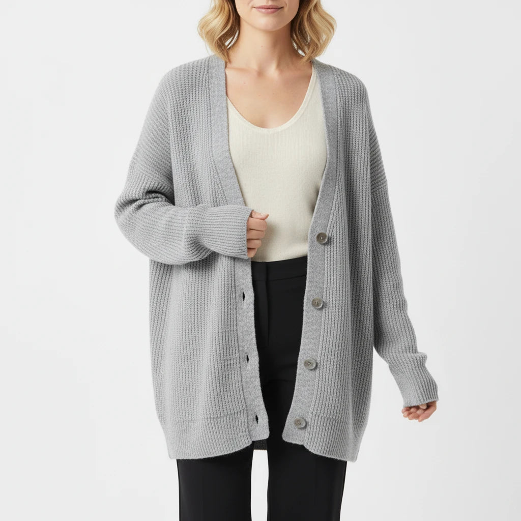 Oversized Ribbed Knit Cardigan for Women