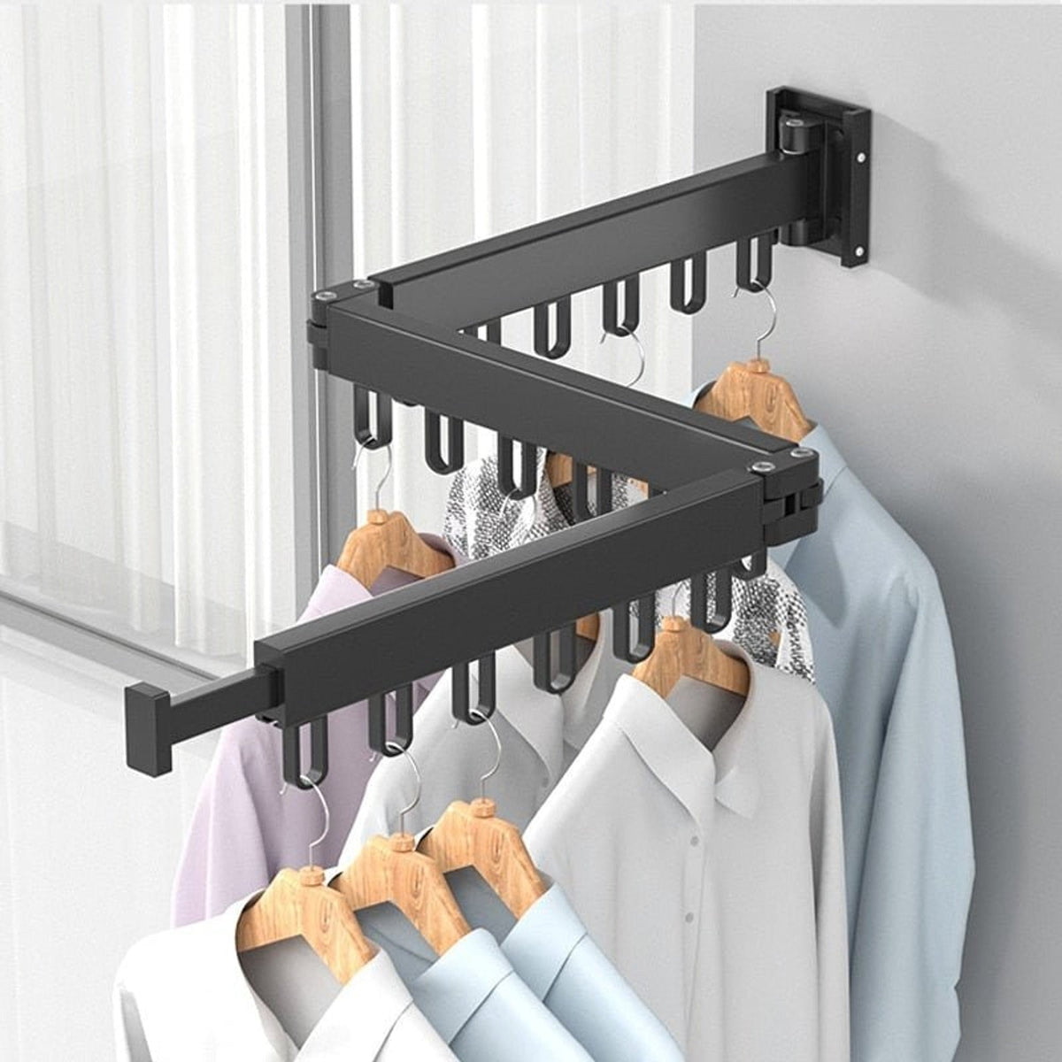 Wall-Mounted Retractable Clothes Drying Rack