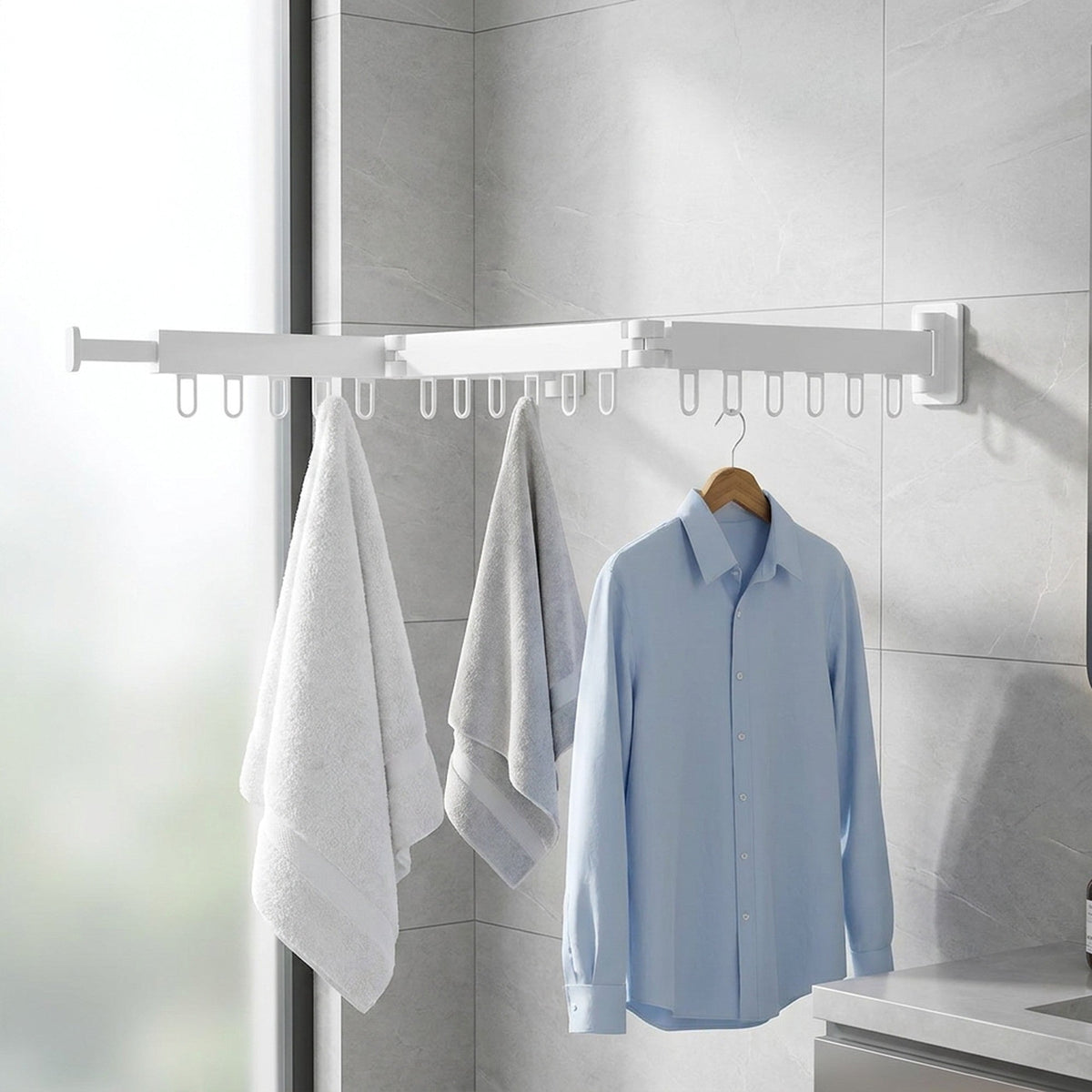 Wall-Mounted Retractable Clothes Drying Rack