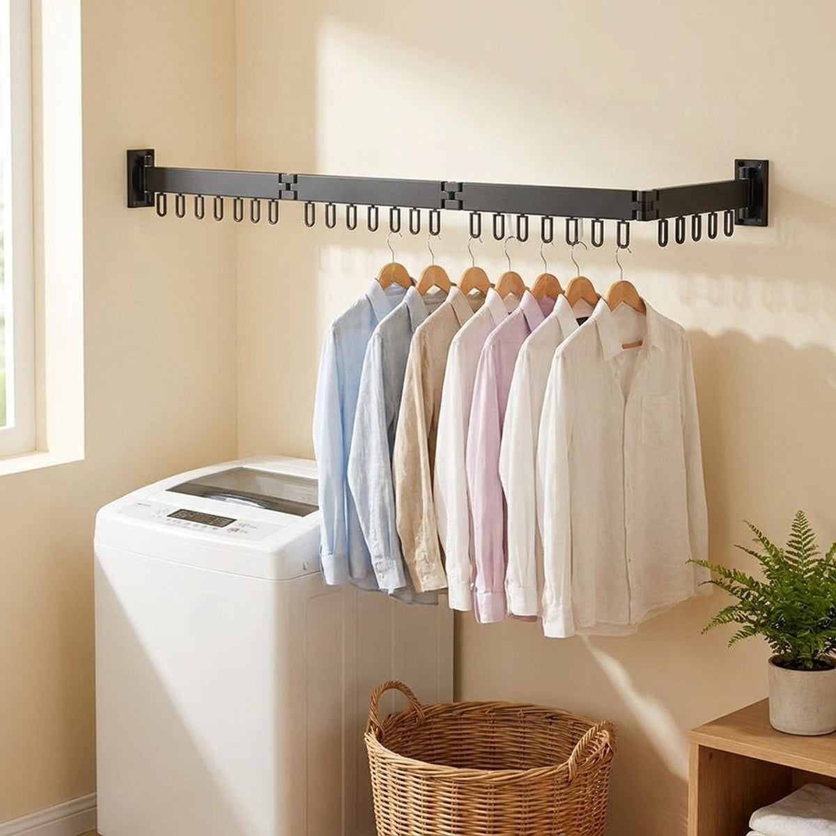 Wall-Mounted Retractable Clothes Drying Rack