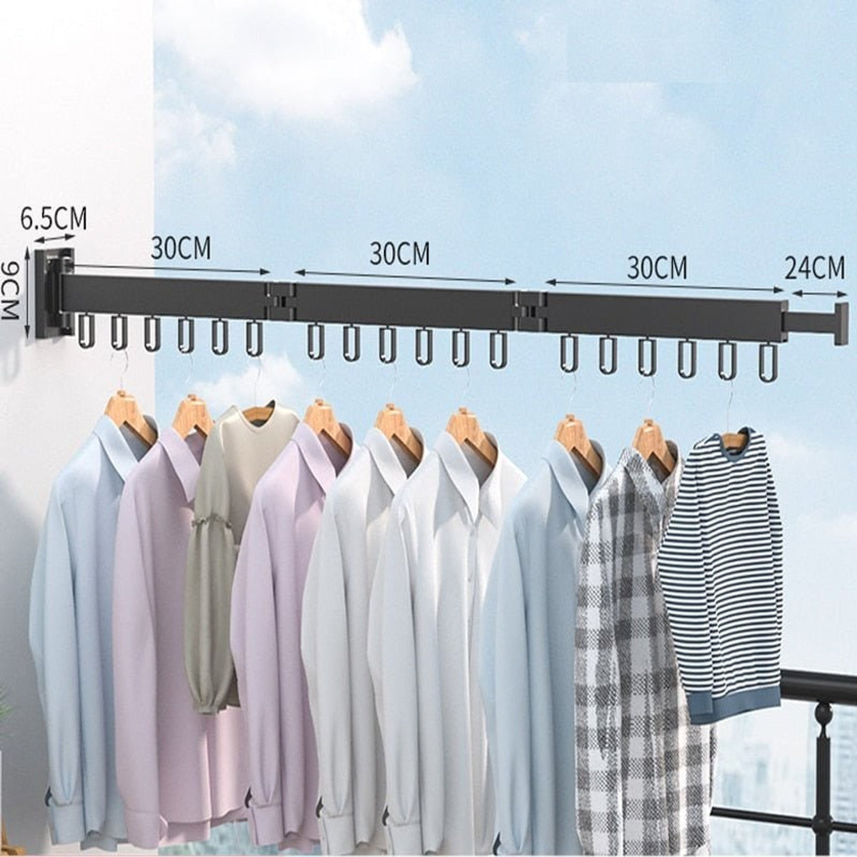 Wall-Mounted Retractable Clothes Drying Rack