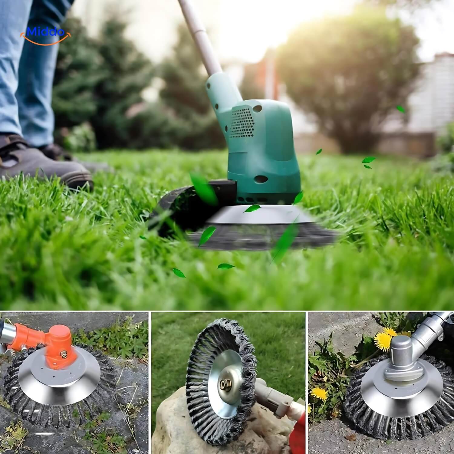 Weedmaster™ | Seamless Weed Brush with Wire Wheels for Lawn and Garden Maintenance