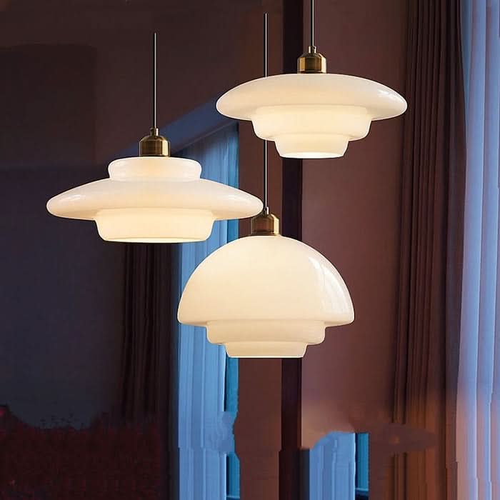 White Glass Hanging Lamp – Mid-Century Modern Pendant Light