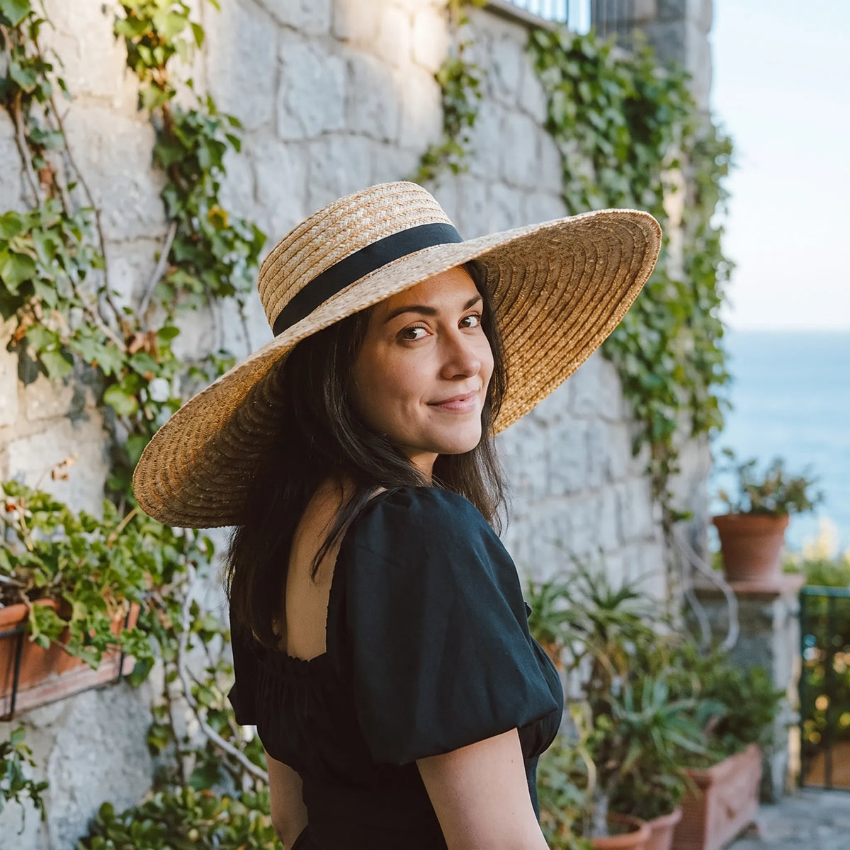 Wide Brim Flat Top Sun Hat