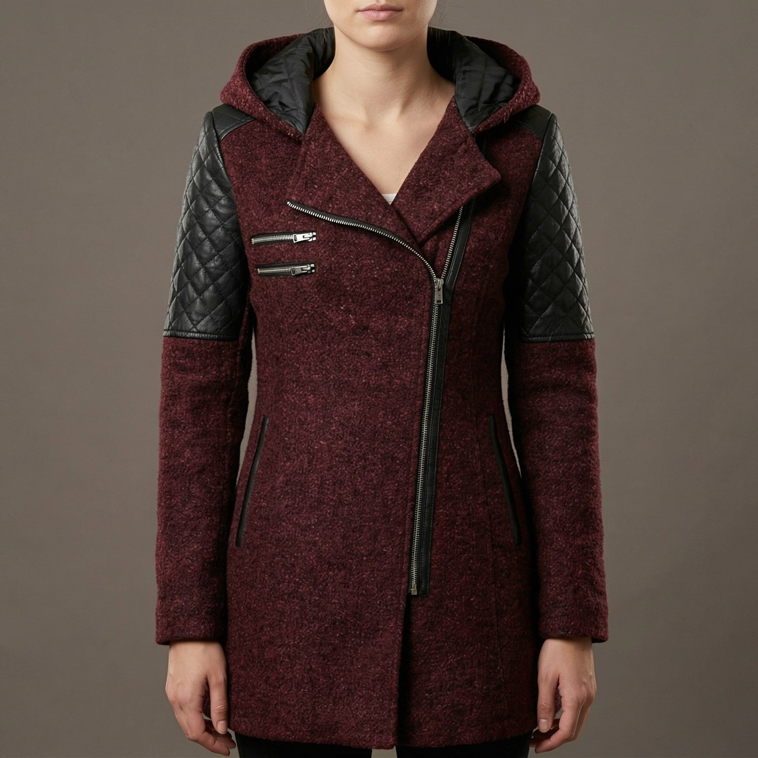 Image of Winnie | Women's Hooded Asymmetrical Zip Front Coat
