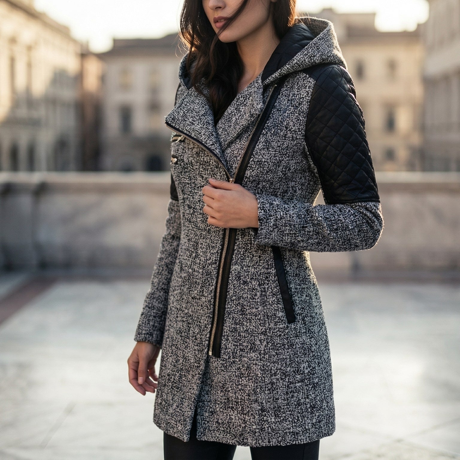 Image of Winnie | Women's Hooded Asymmetrical Zip Front Coat