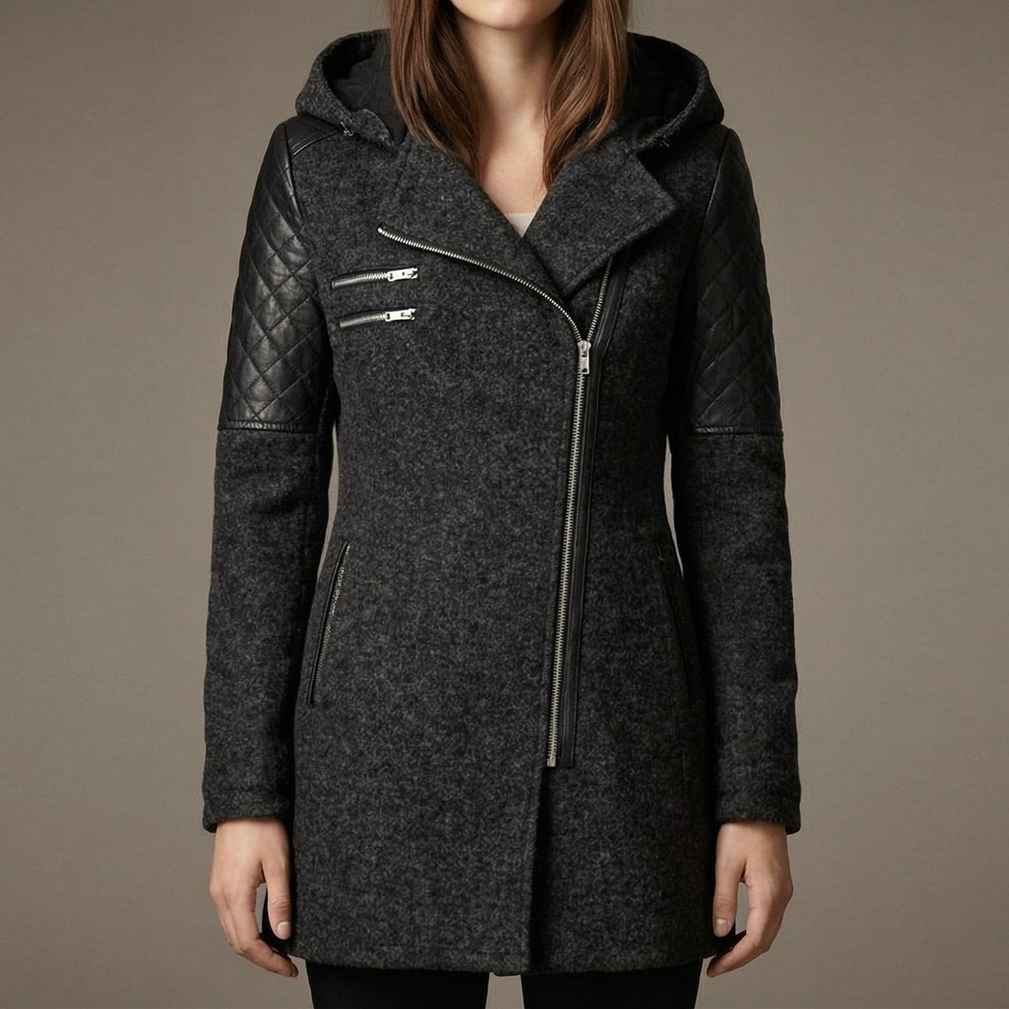 Image of Winnie | Women's Hooded Asymmetrical Zip Front Coat
