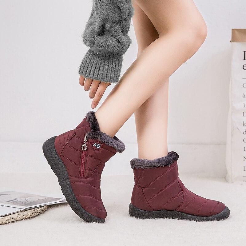 Winter Ankle Boots with Fleece Lining and Zipper