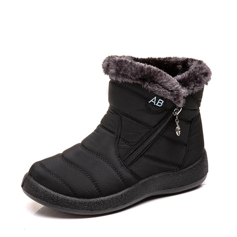 Winter Ankle Boots with Fleece Lining and Zipper