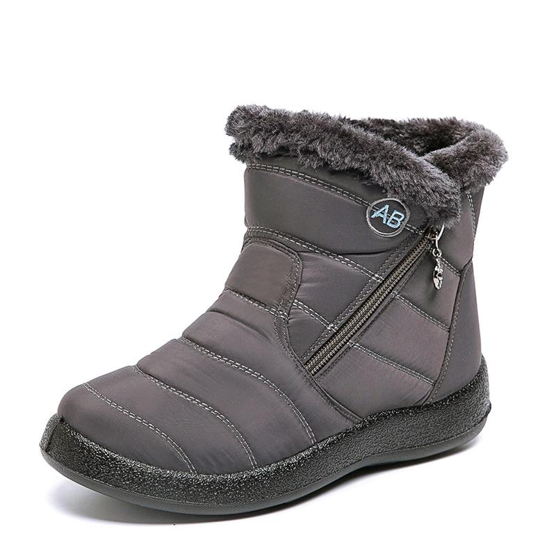 Winter Ankle Boots with Fleece Lining and Zipper