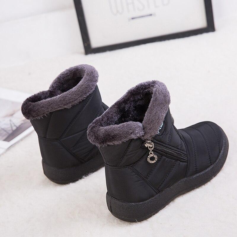 Winter Ankle Boots with Fleece Lining and Zipper