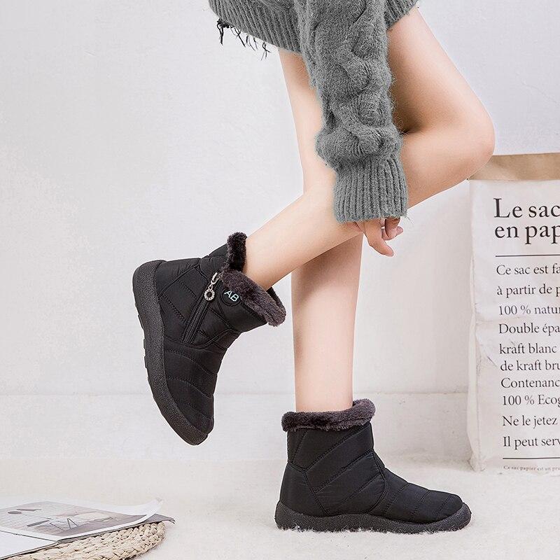 Winter Ankle Boots with Fleece Lining and Zipper