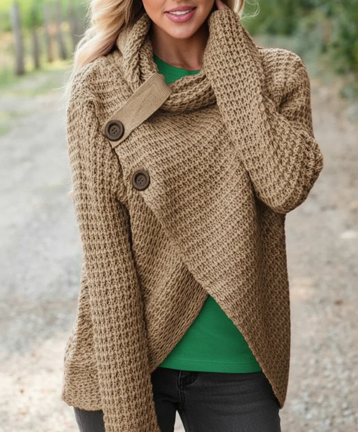 Winter Cozy Wrap-Front Cardigan for Women AI replaced image