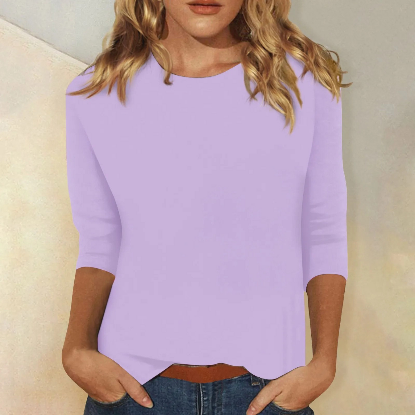 Women's 3/4 Sleeve Round Neck Top