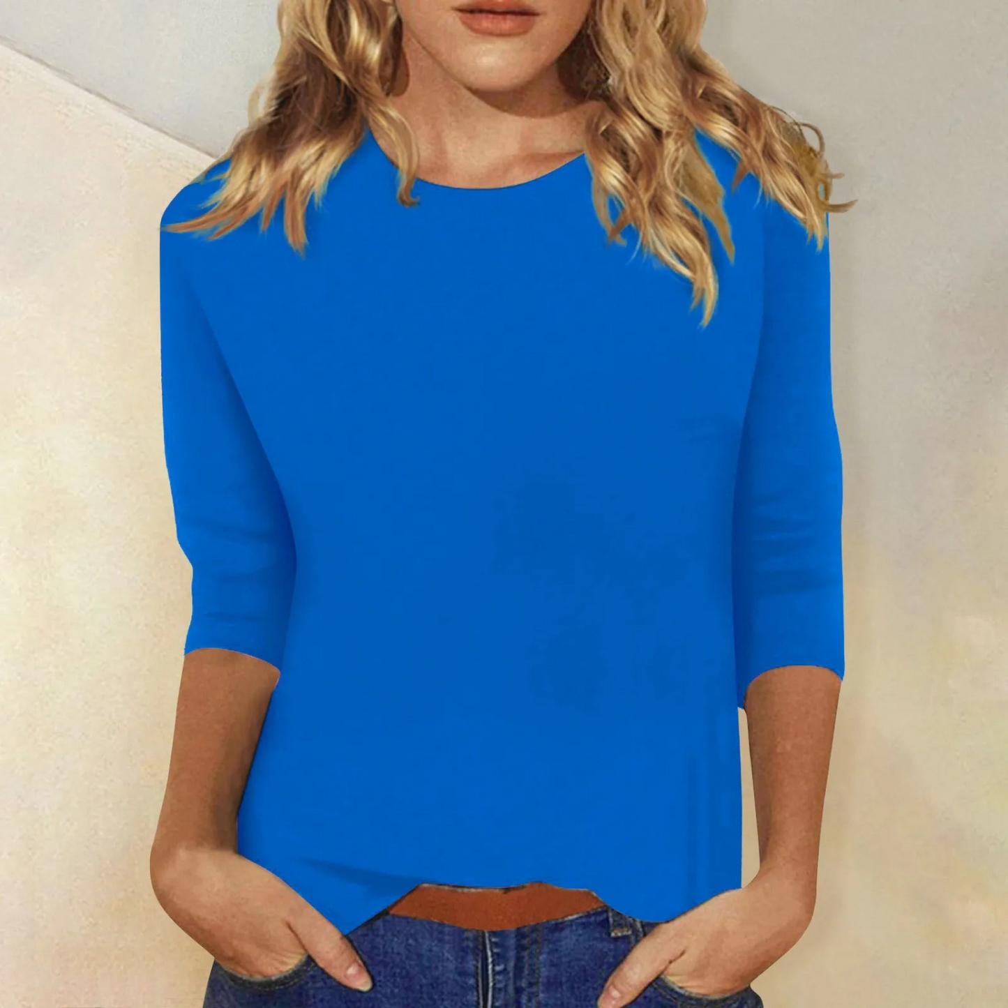 Women's 3/4 Sleeve Round Neck Top