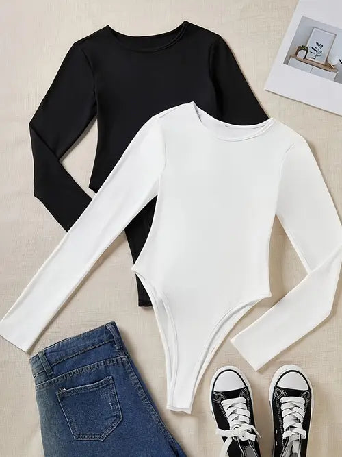 Women's 3-Pack Casual Long-Sleeve Bodysuits
