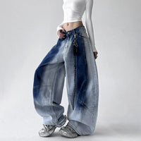 Women's Belted Baggy Wide-Leg Jeans