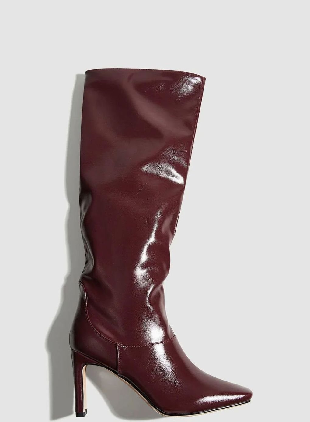Women's Brown Square-Toe Knee-High Heeled Boots