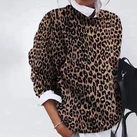 Women's Casual Leopard Print Sweater