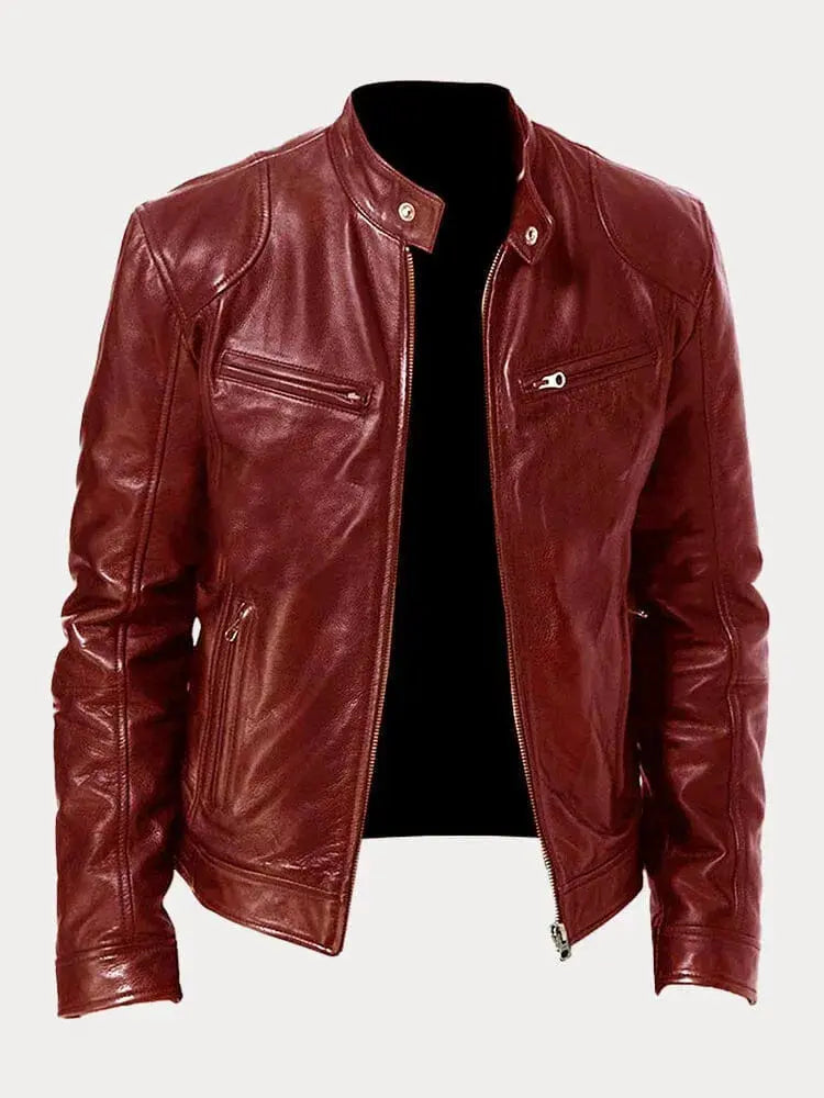 Women's Casual Long-Sleeve Leather Jacket with Relaxed Fit