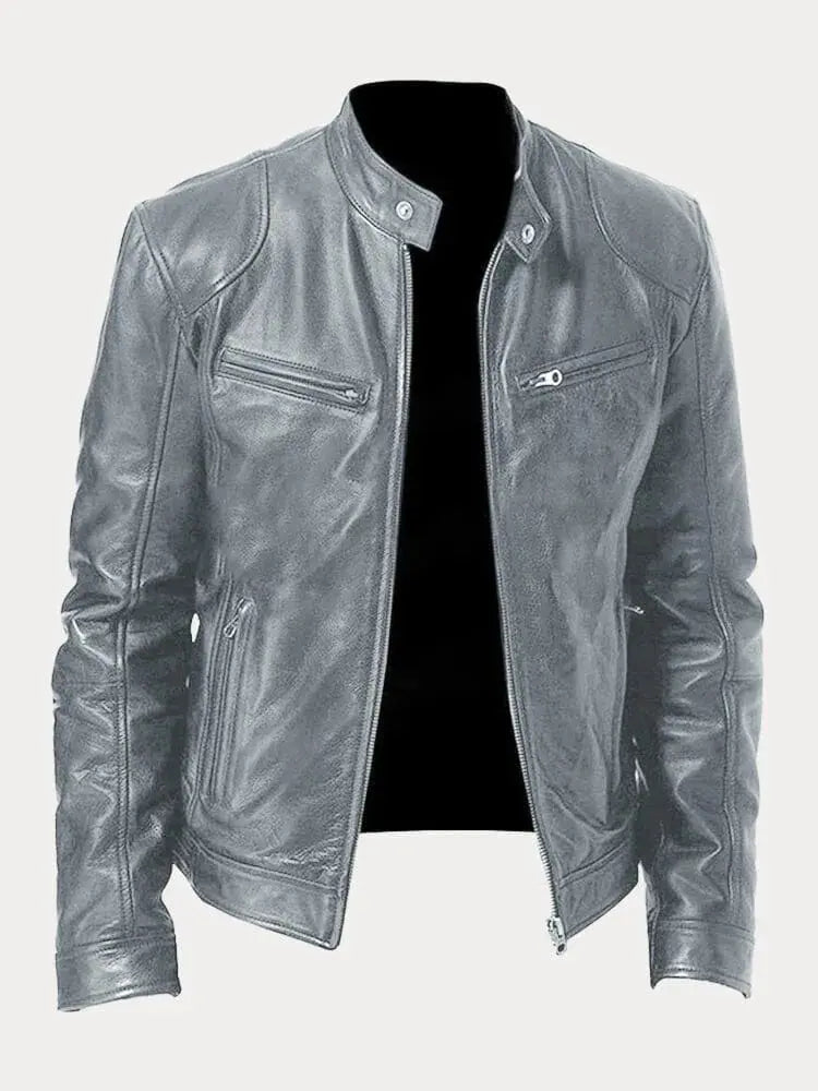 Women's Casual Long-Sleeve Leather Jacket with Relaxed Fit