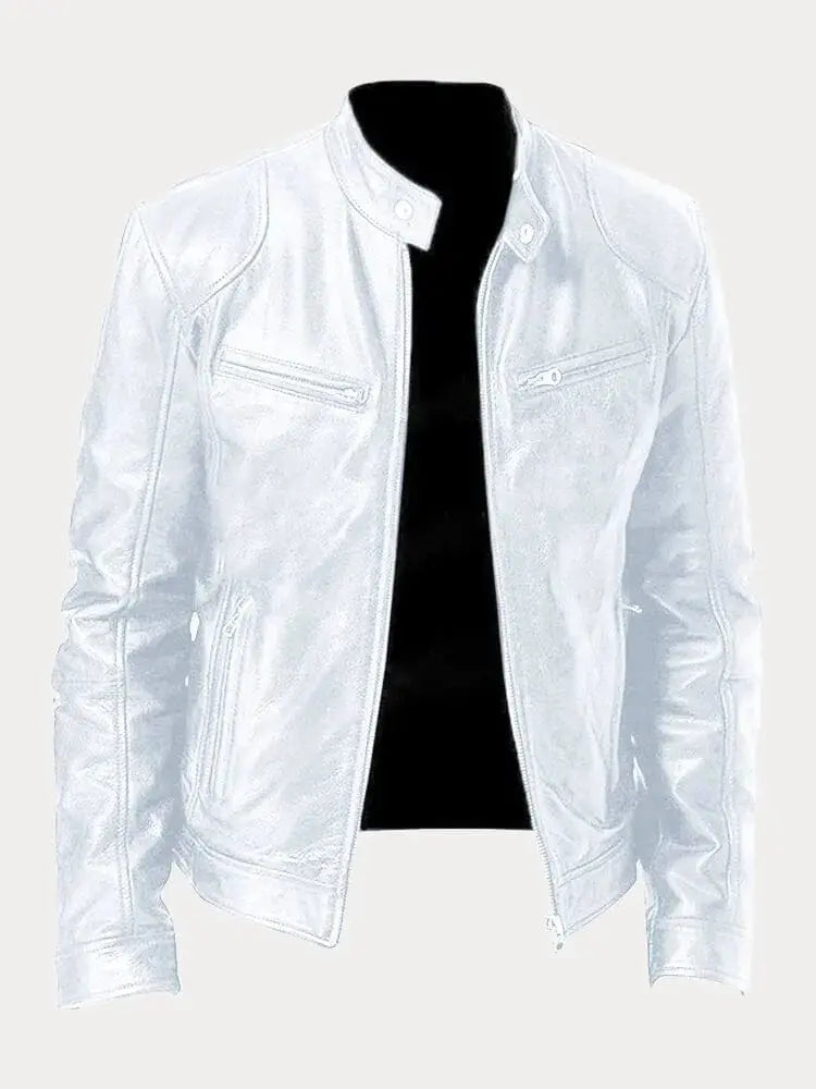 Women's Casual Long-Sleeve Leather Jacket with Relaxed Fit