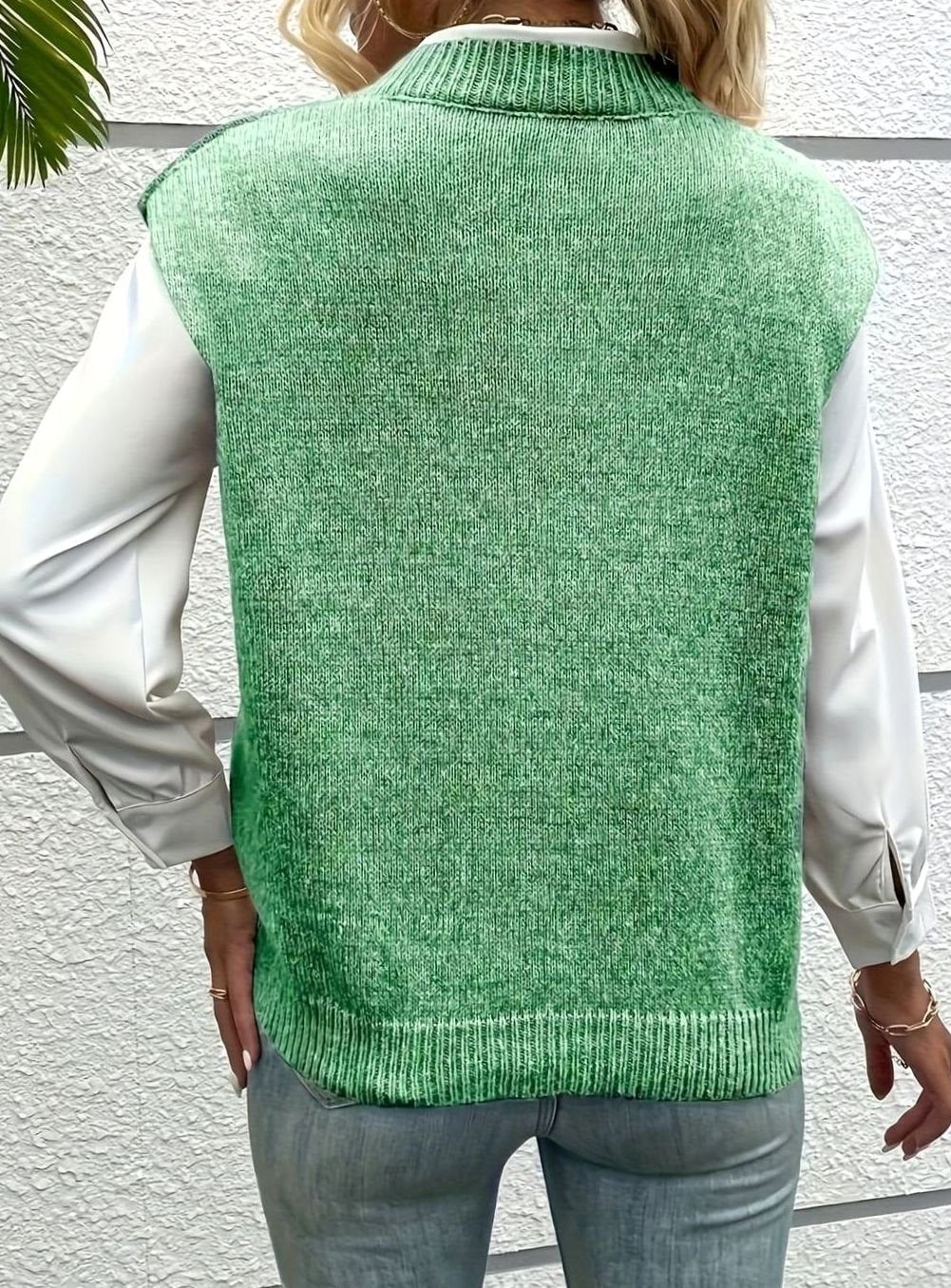 Women's Casual V-Neck Knit Sleeveless Sweater Vest