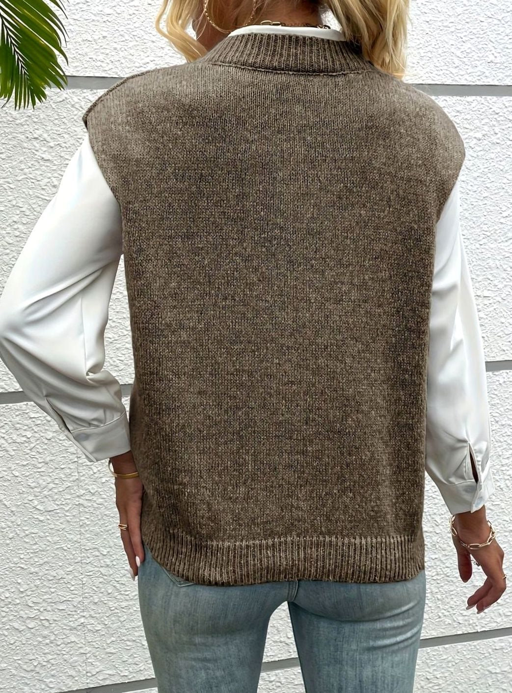 Women's Casual V-Neck Knit Sleeveless Sweater Vest