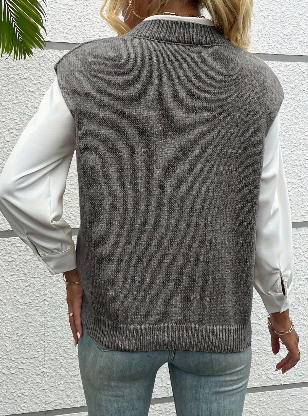 Women's Casual V-Neck Knit Sleeveless Sweater Vest
