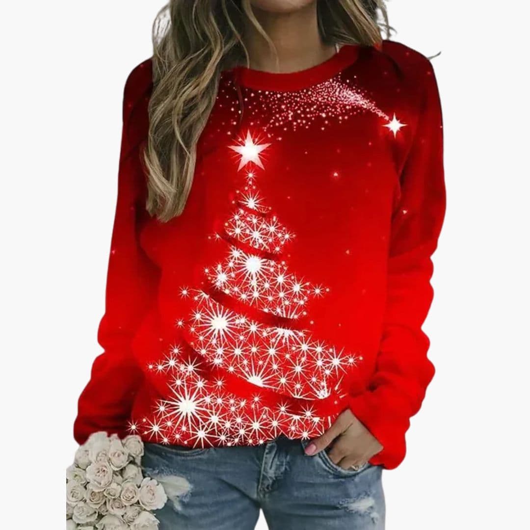 Women's Christmas Reindeer Print Sweatshirt – Casual & Cozy