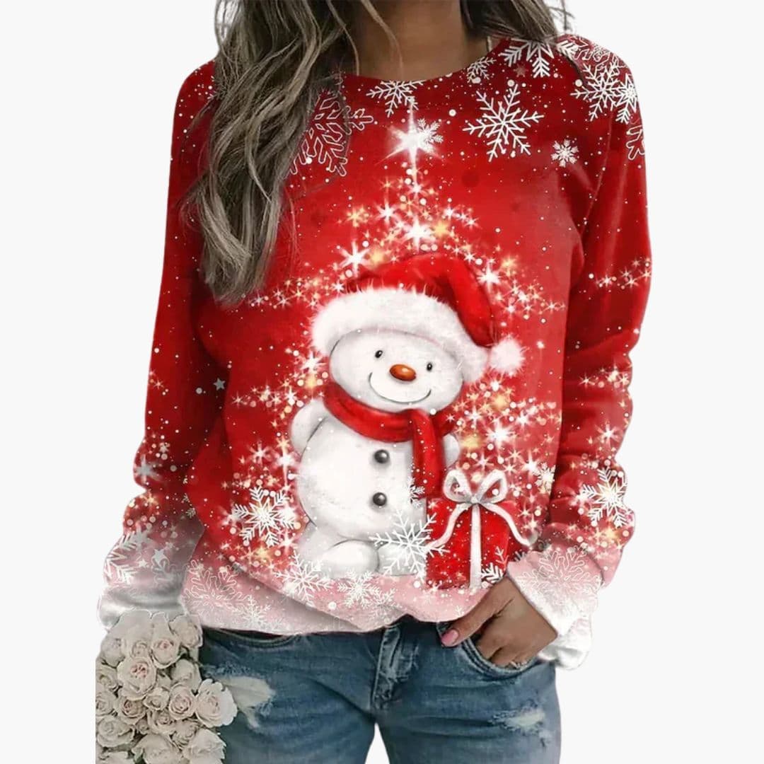 Women's Christmas Reindeer Print Sweatshirt – Casual & Cozy