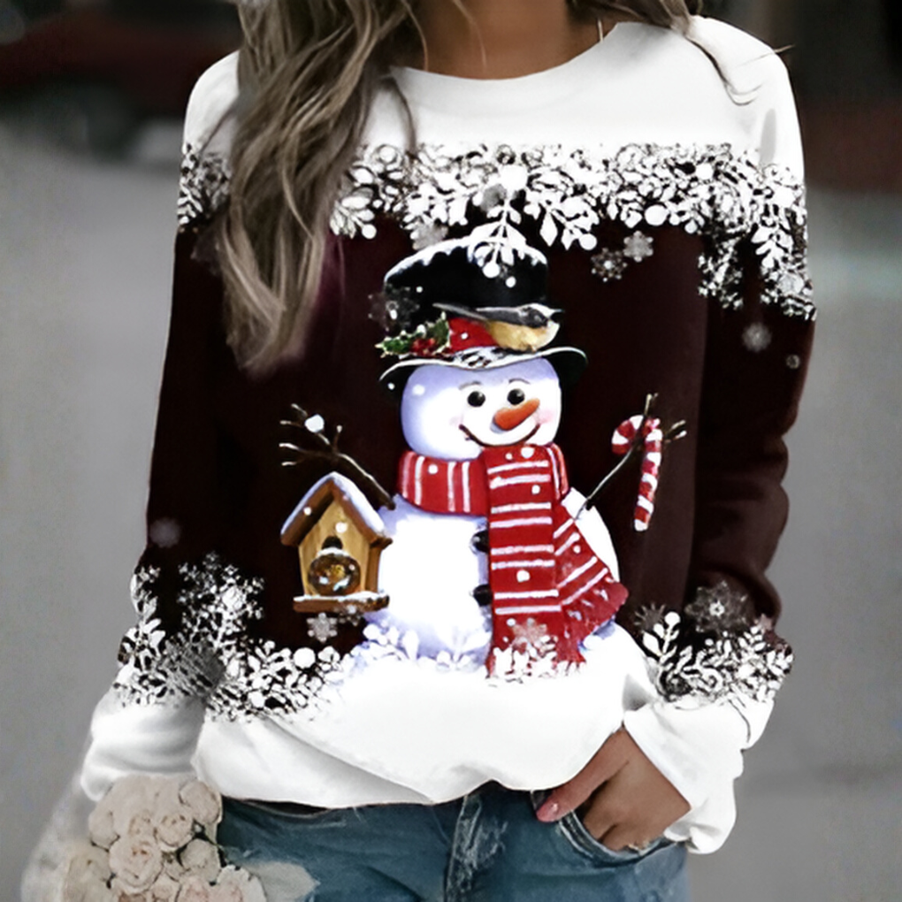 Women's Christmas Sweater with Snowflake Print